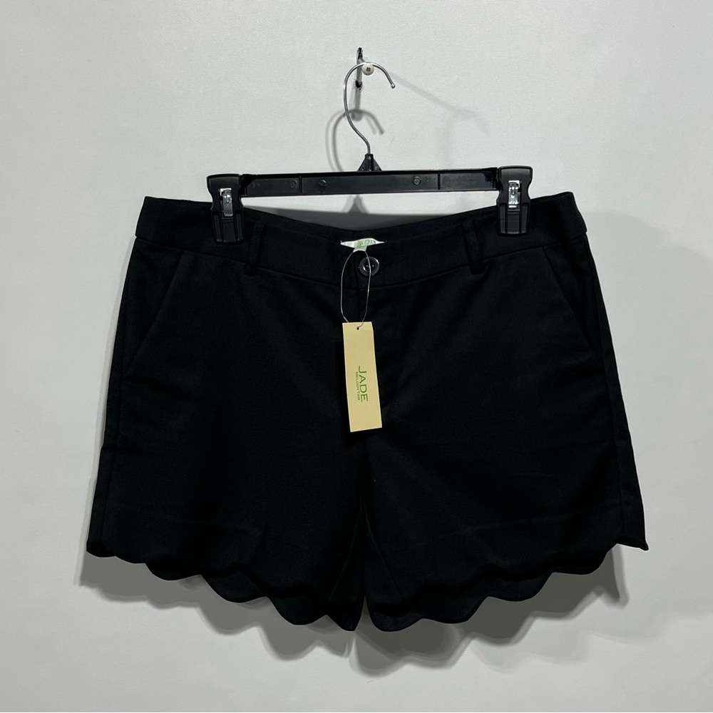 Jade Black Scallop Hem Womens Shorts